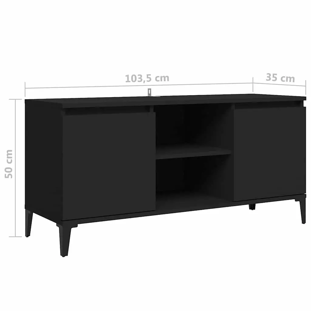 TV Cabinet Engineered Wood Metal Legs 103.5x35x50cm Black