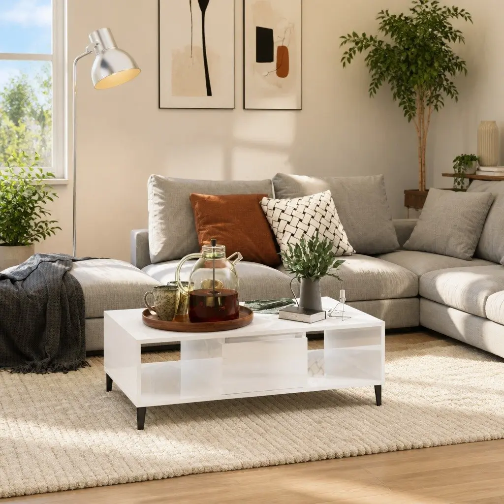 White High Gloss Coffee Table with Storage