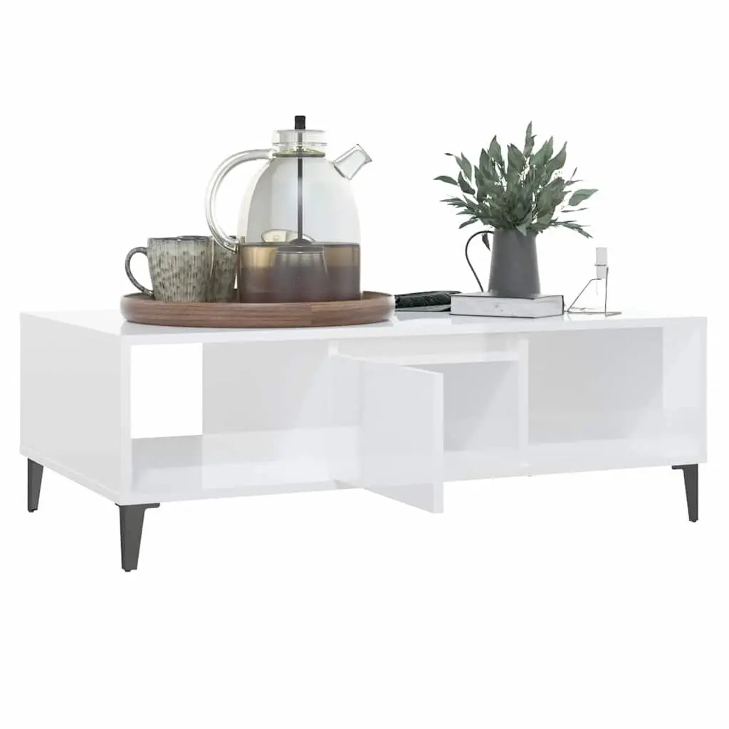 White High Gloss Coffee Table with Storage