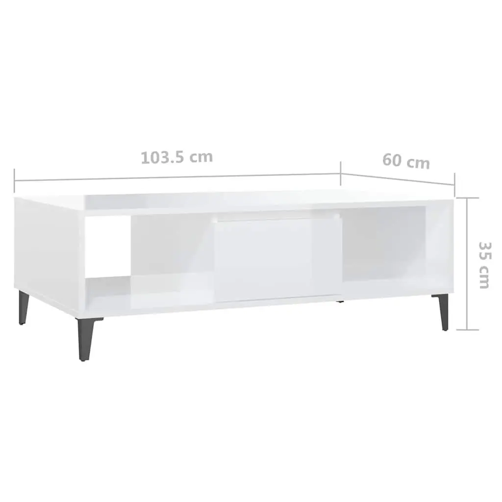 White High Gloss Coffee Table with Storage