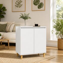 Elegant White Sideboard with Sturdy Wood Legs 60x35x70cm