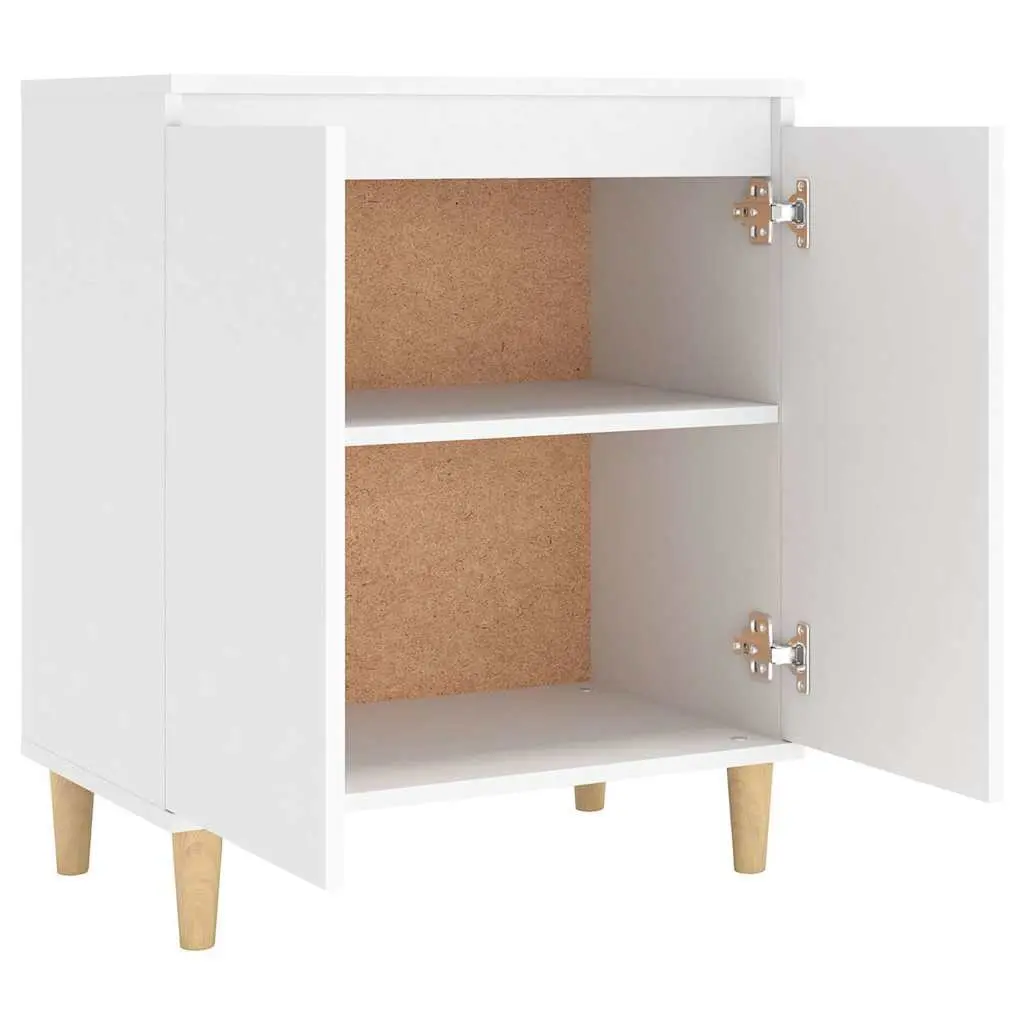 Sideboard Engineered Wood 60x35x70cm White with Solid Wood Legs