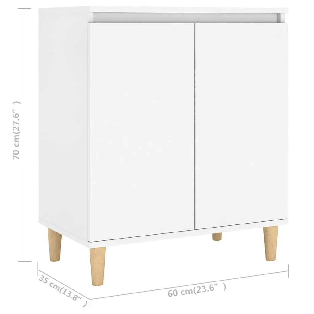 Sideboard Engineered Wood 60x35x70cm White with Solid Wood Legs