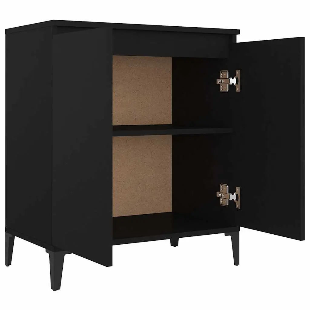 Sideboard Cabinet Black Storage Furniture 2-Door Industrial Style Engineered