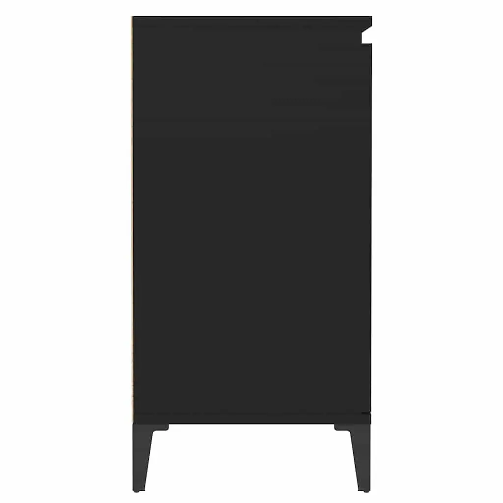 Sideboard Cabinet Black Storage Furniture 2-Door Industrial Style Engineered