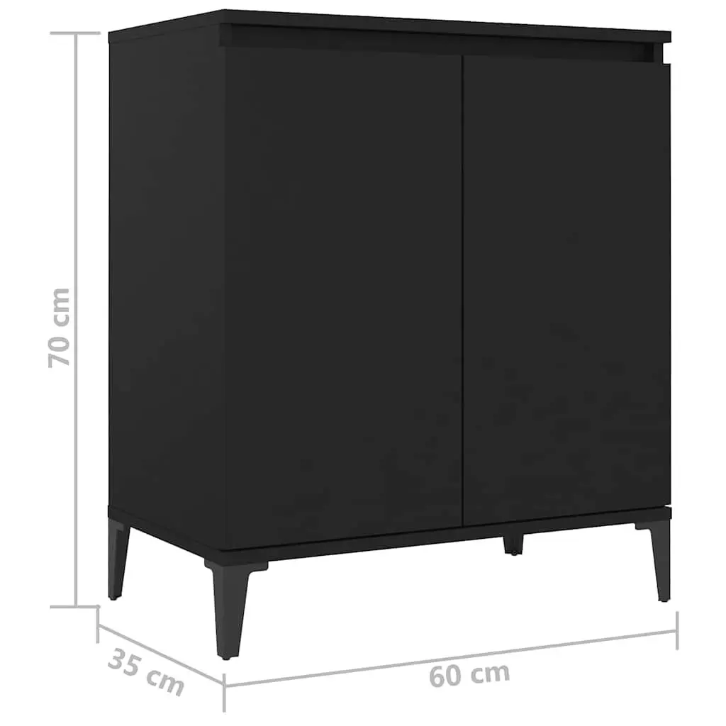 Sideboard Cabinet Black Storage Furniture 2-Door Industrial Style Engineered