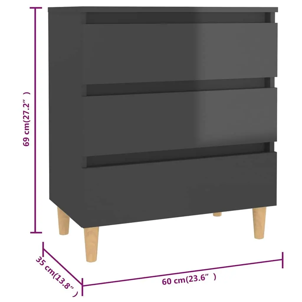 Grey Sideboard Cabinet with 3 Drawers
