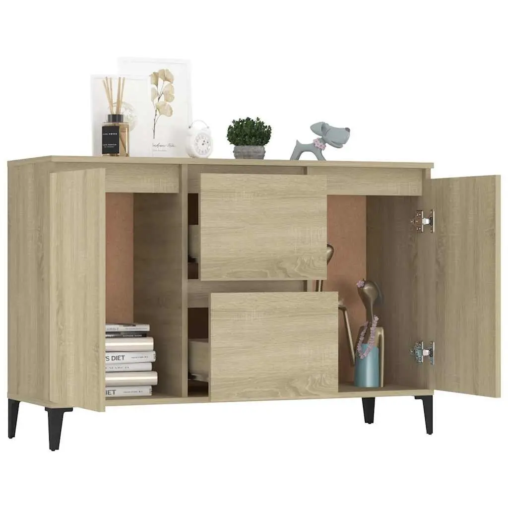 Brown Sideboard with Drawers and Doors