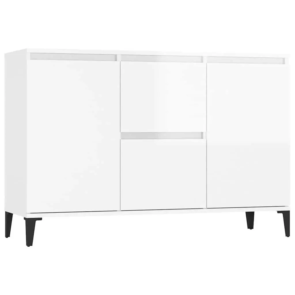 High Gloss White Sideboard Storage Cabinet with Drawers
