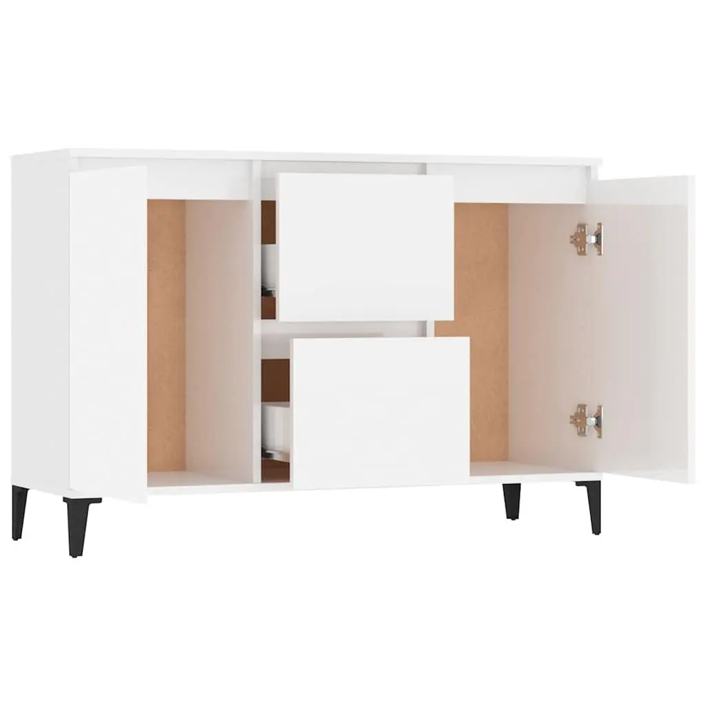 High Gloss White Sideboard Storage Cabinet with Drawers