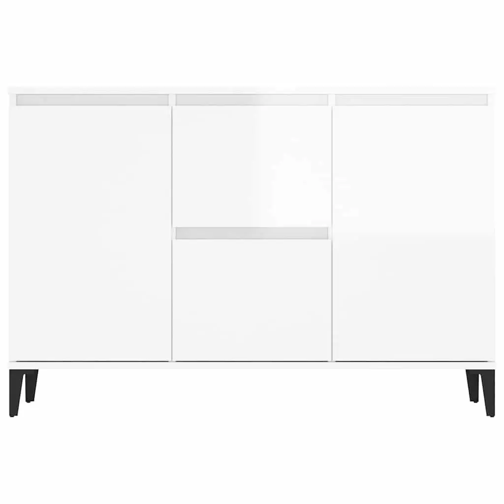 High Gloss White Sideboard Storage Cabinet with Drawers