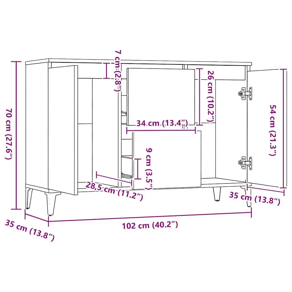 High Gloss White Sideboard Storage Cabinet with Drawers