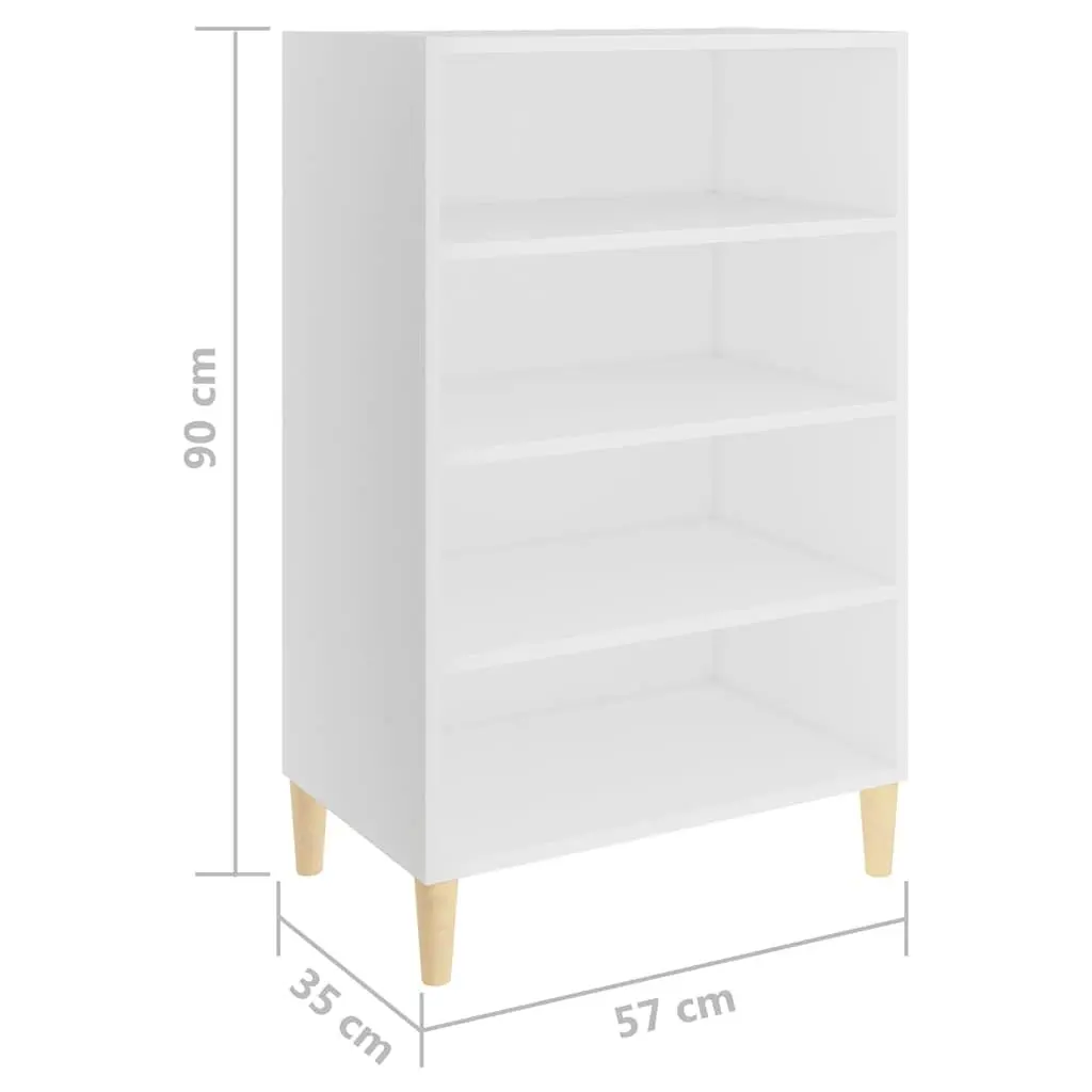 White Sideboard Storage Cabinet with 4 Shelves