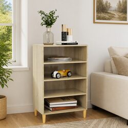 Durable Brown Engineered Wood Sideboard with 4 Shelves
