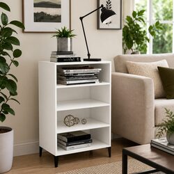 Elegant White Sideboard Cabinet with 4 Shelves