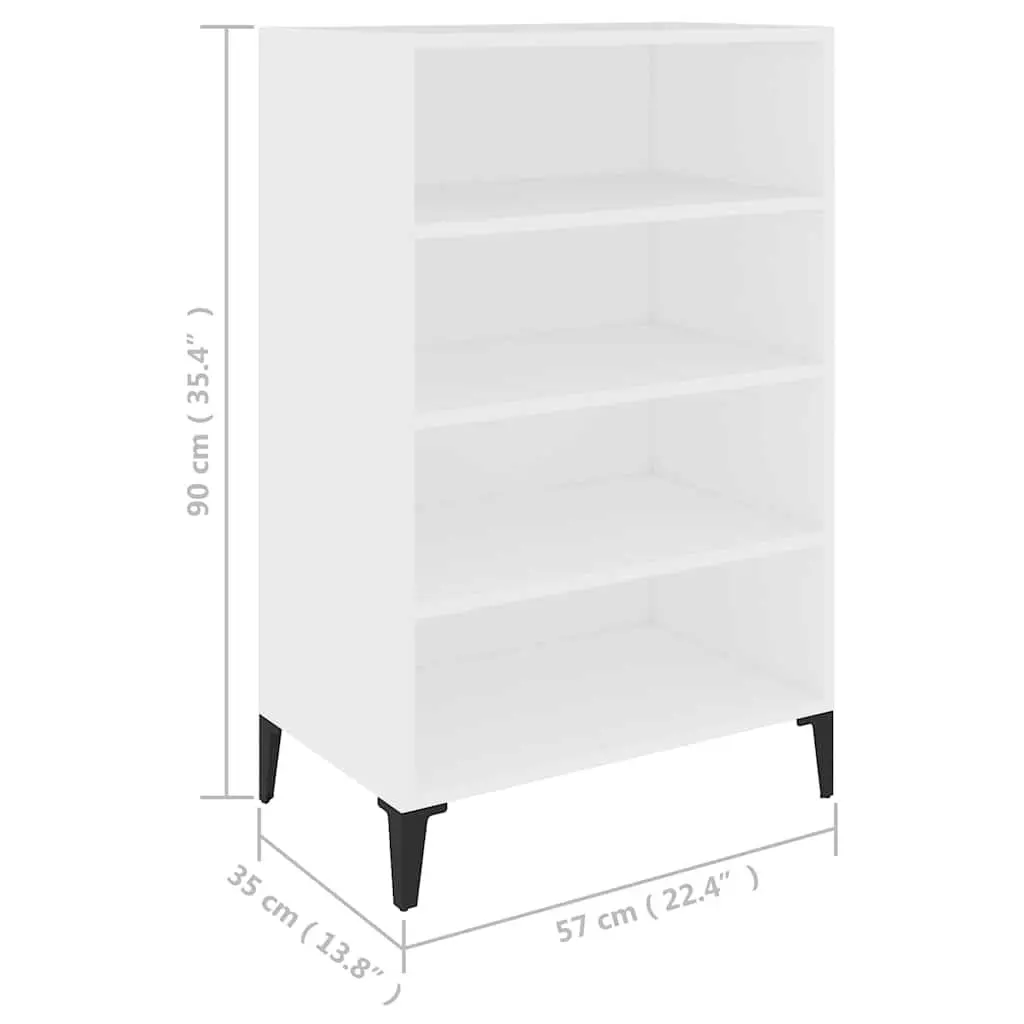 White Sideboard Cabinet with 4 Shelves