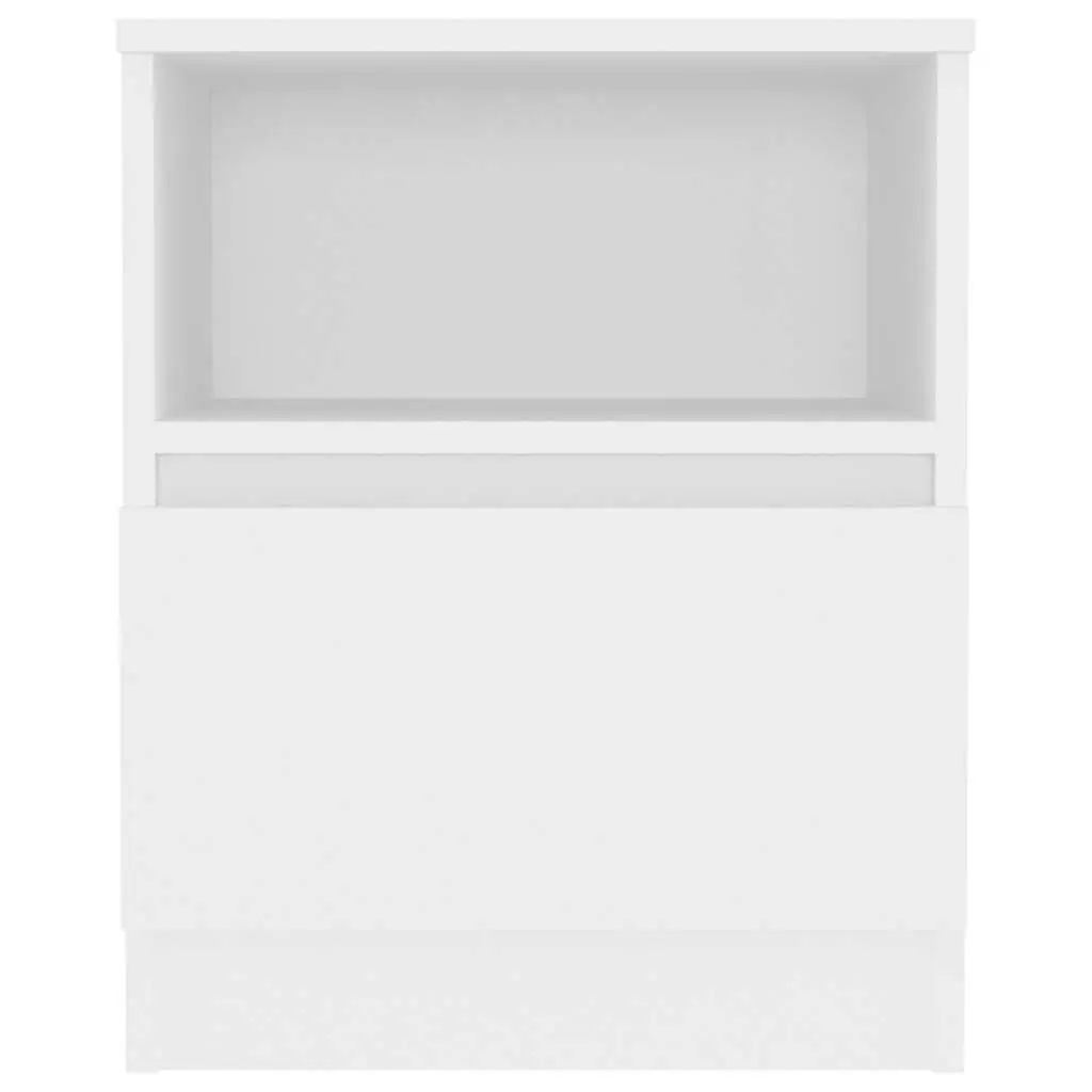 White Bedside Table with Drawer and Shelf