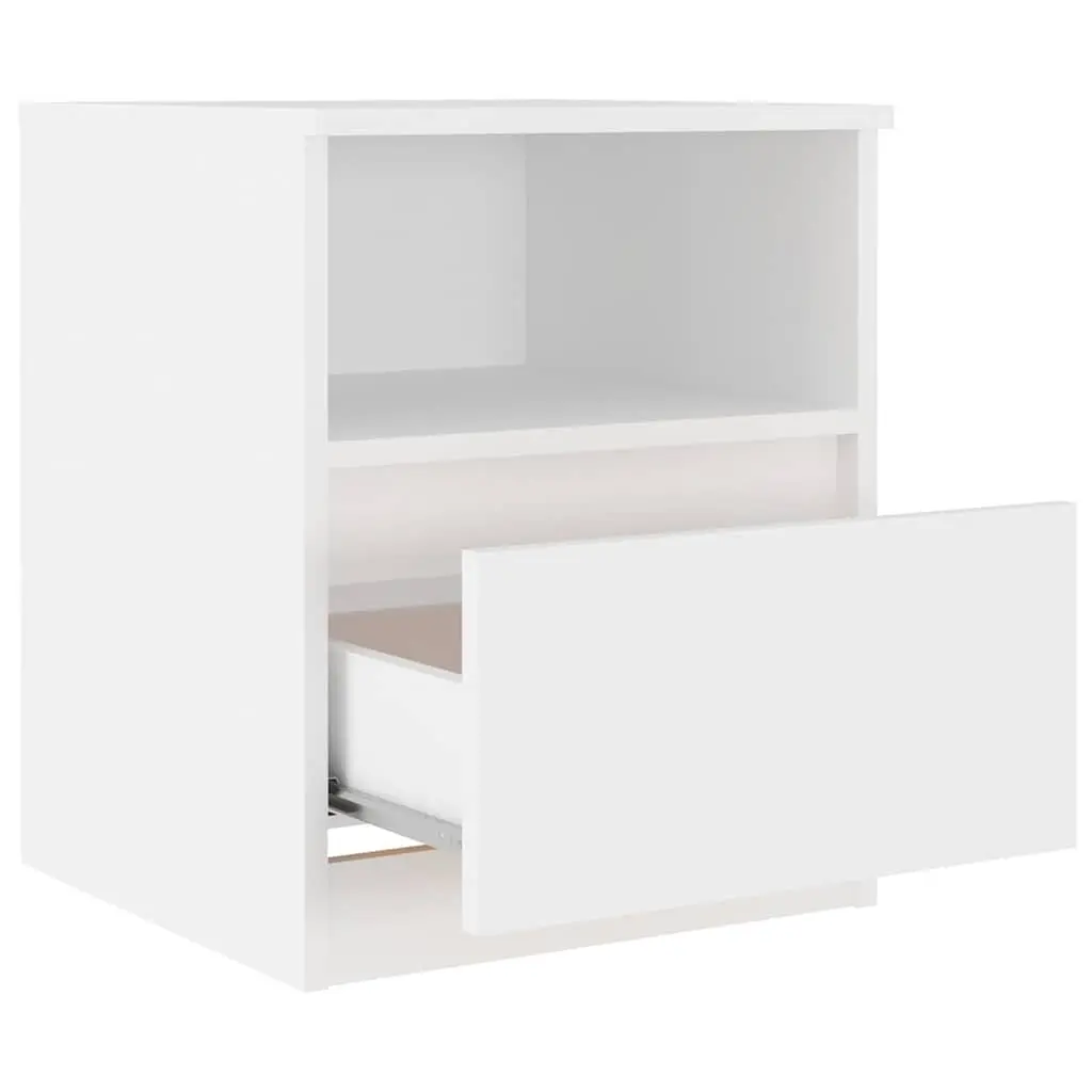 White Bedside Table with Drawer and Shelf