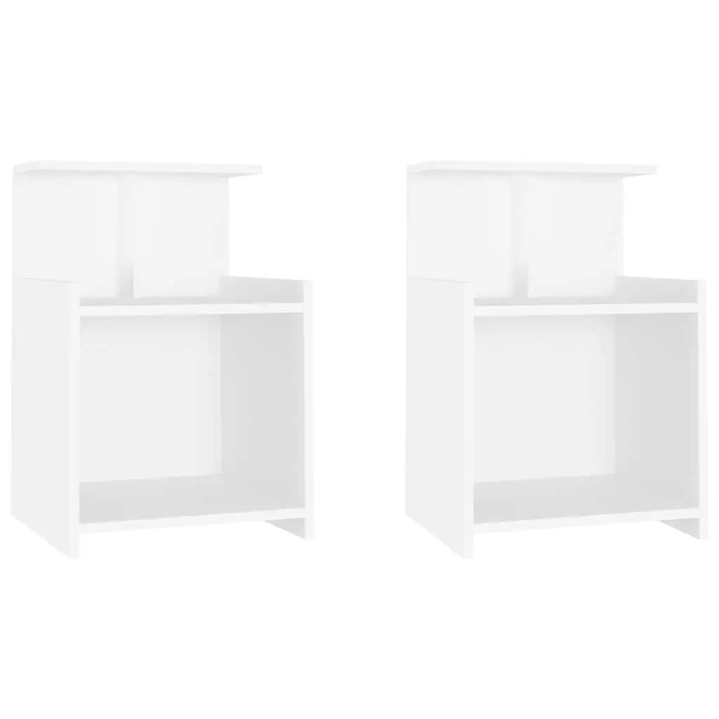 Bedside Tables Engineered Wood 40 x 35 x 60 cm White 2 Piece