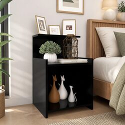 Durable Black Bedside Tables with Open Shelves – 2 pcs
