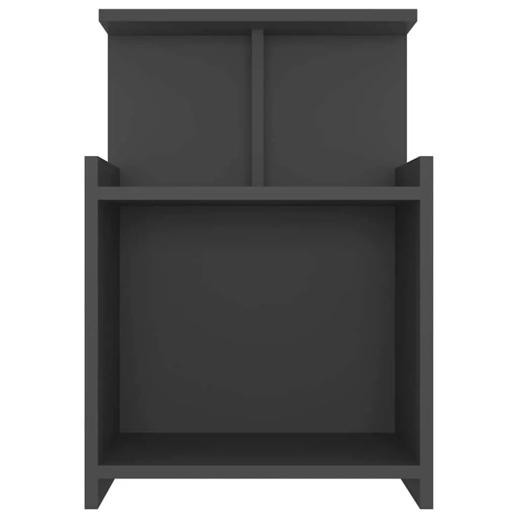 Grey Engineered Wood Bedside Table with 3 Shelves 40x35x60 cm
