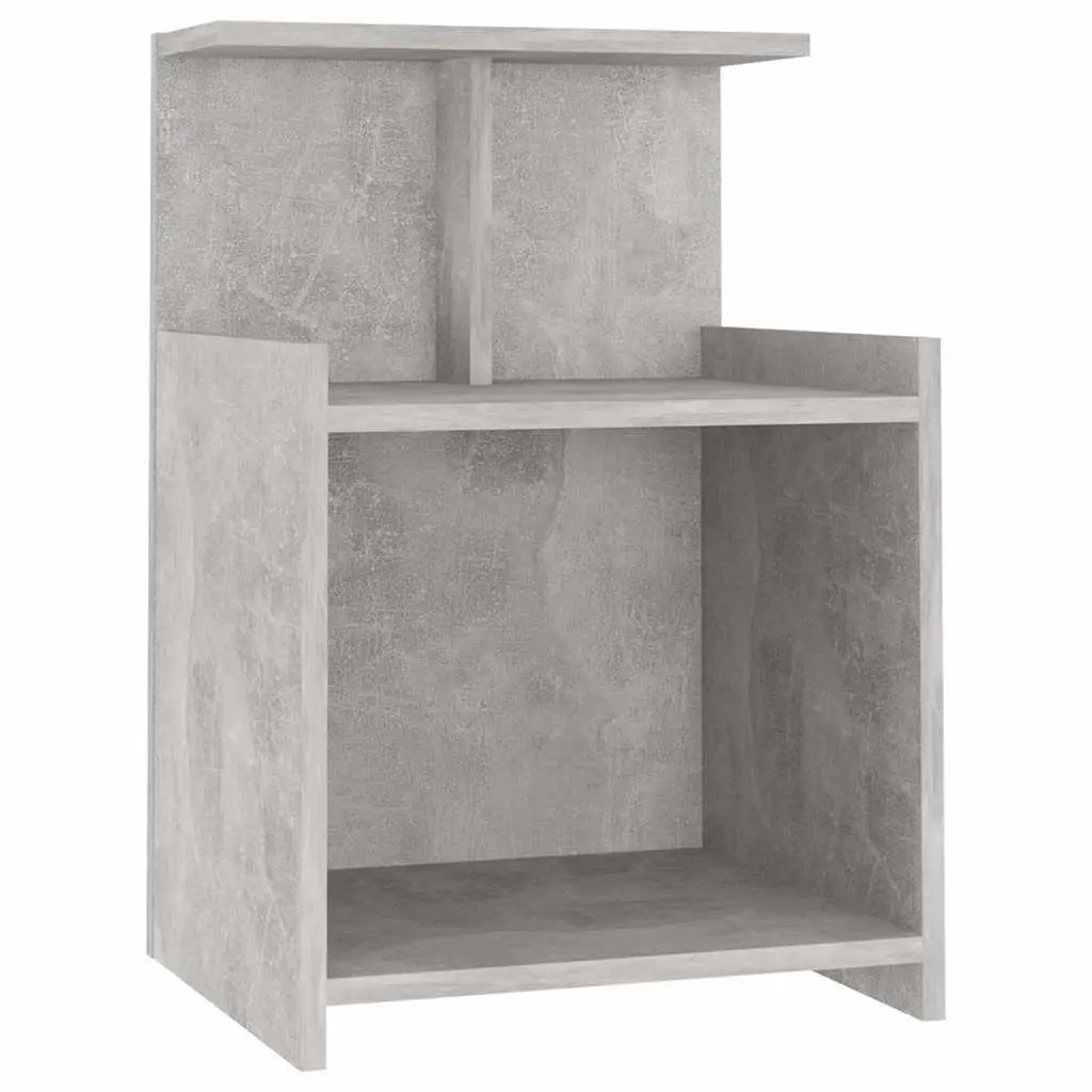 Grey Bedside Table with 3 Open Shelves