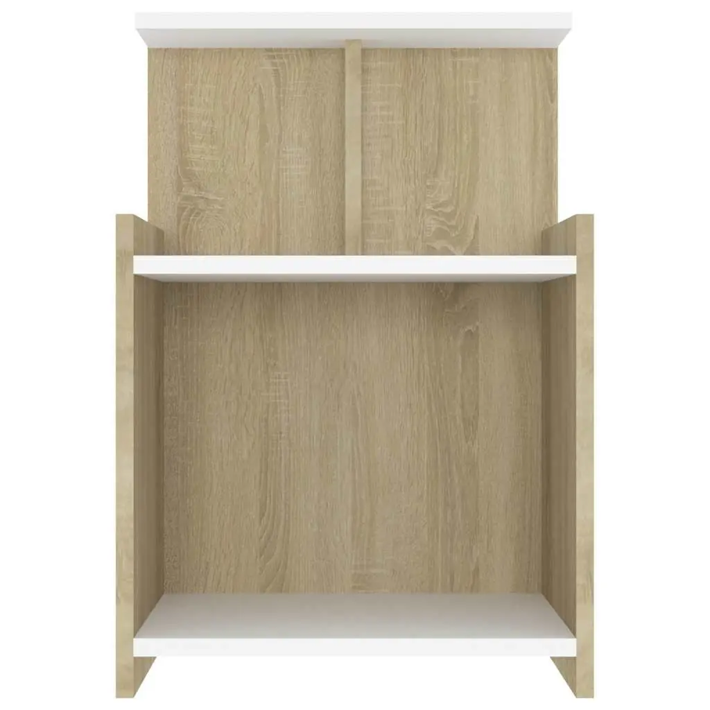 White Sonoma Oak Bedside Table with 3 Shelves