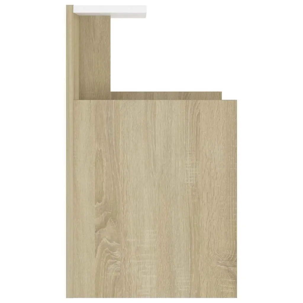 White Sonoma Oak Bedside Table with 3 Shelves