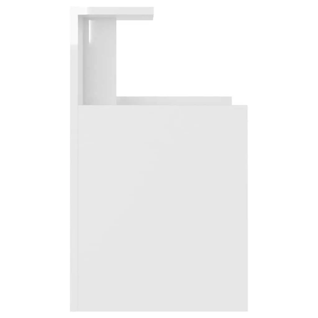 High Gloss White Bedside Table with 3 Open Shelves