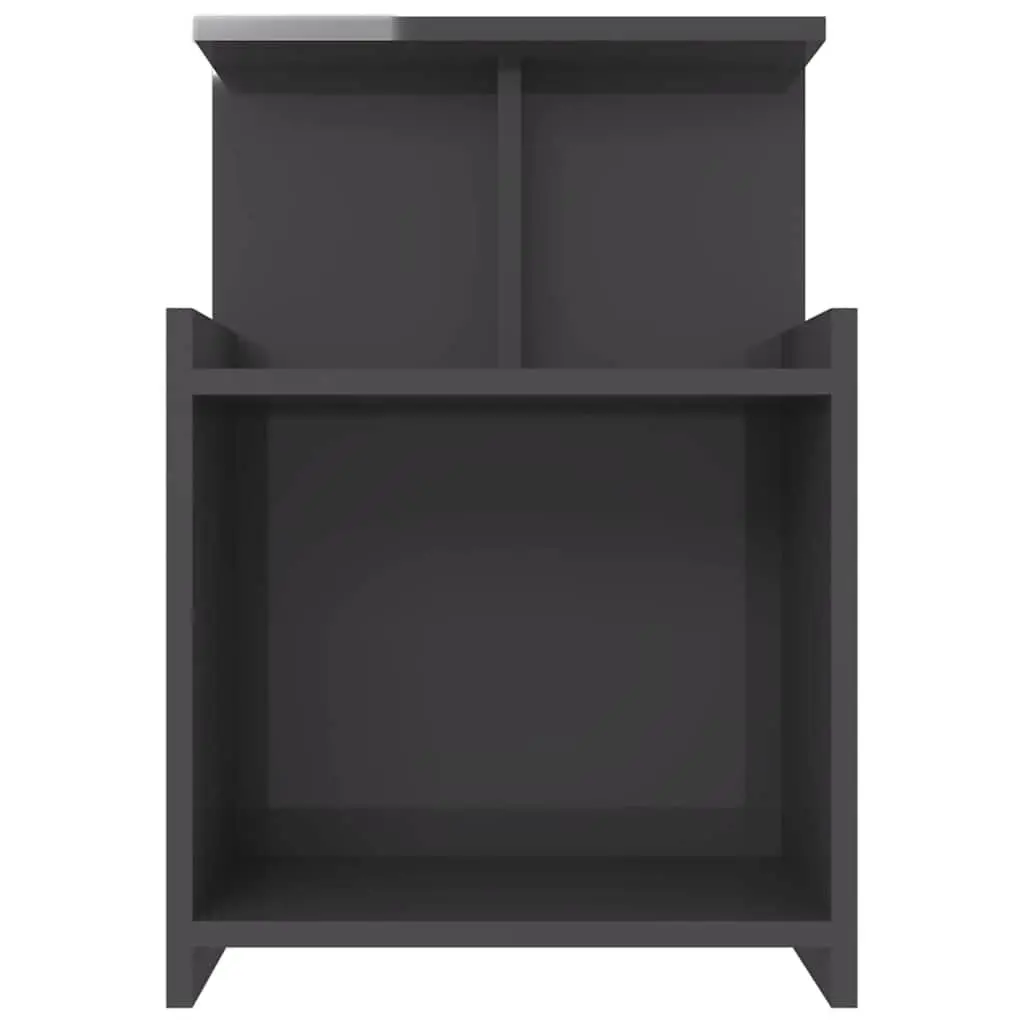 Grey Bedside Table with High Gloss Finish 40x35x60 cm