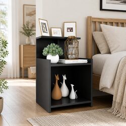 High Gloss Grey Bedside Tables - 2 pcs Side Cabinets