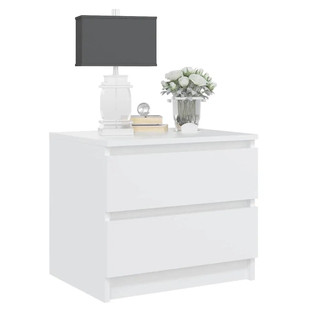White Bedside Table 50x39x43.5 cm with Drawers