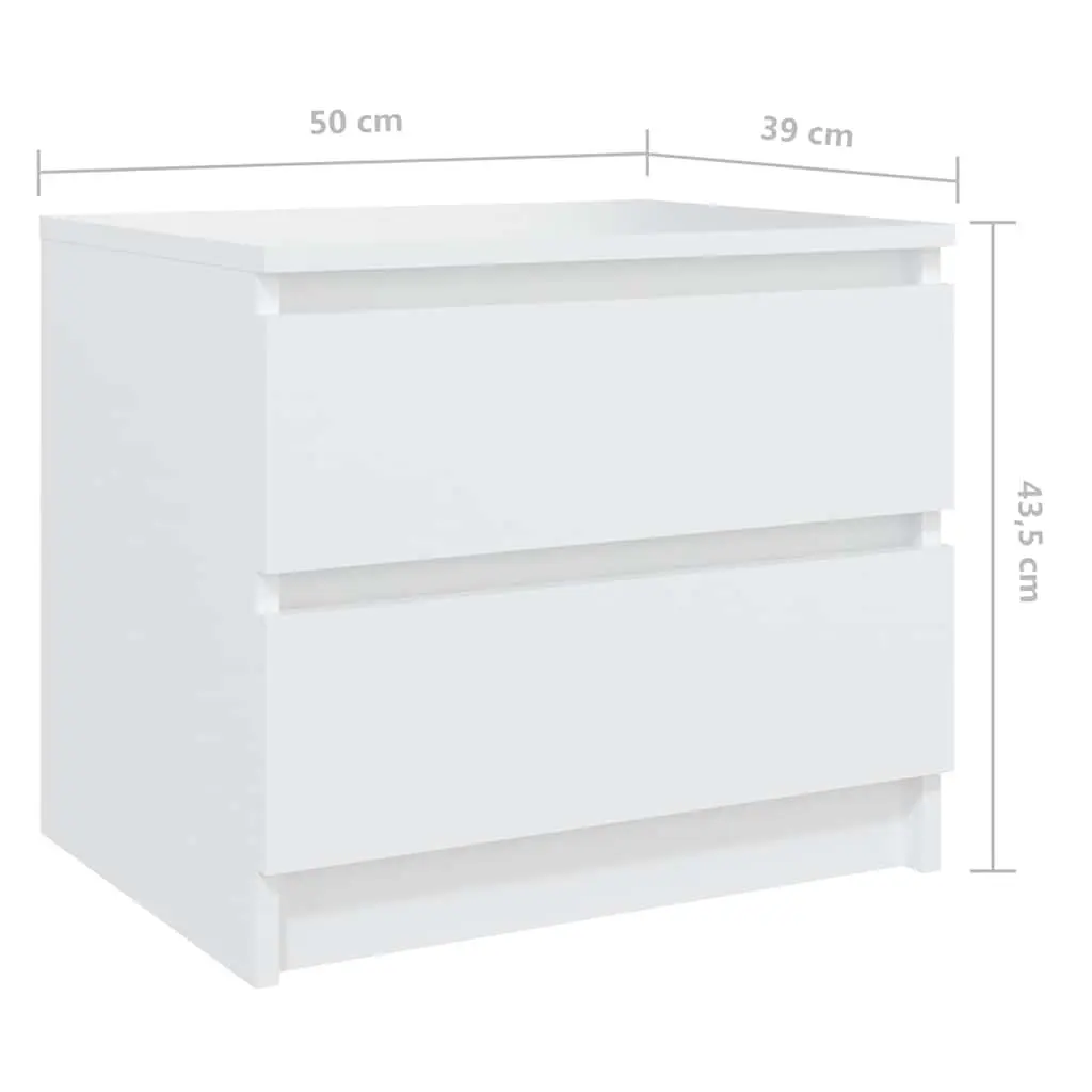 White Bedside Table 50x39x43.5 cm with Drawers