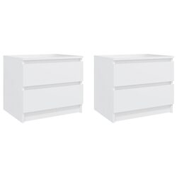 Sturdy White Nightstands with Two Drawers - 2 pcs