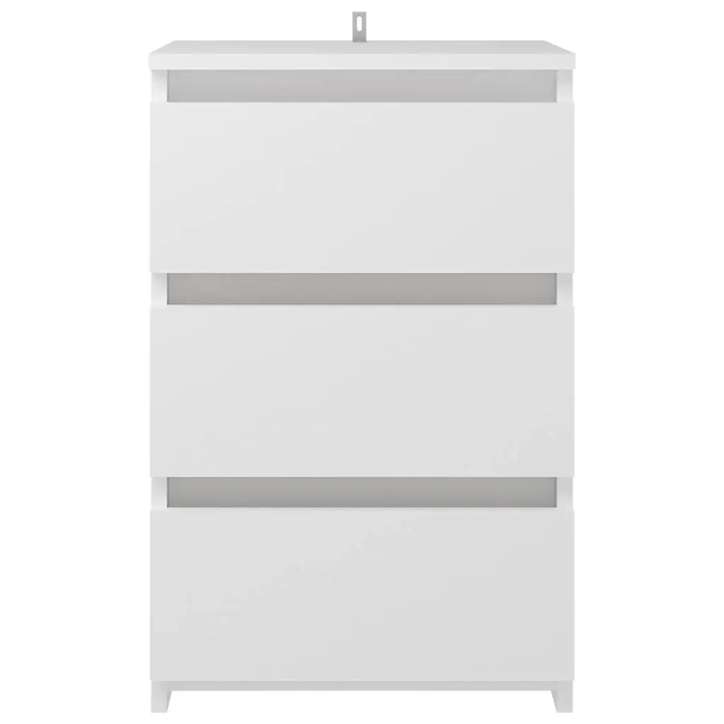 White Bedside Table with 3 Durable Drawers