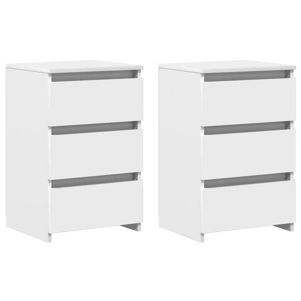 Bedside Tables 2 pcs White Bed Cabinets Nightstands Bedroom Storage