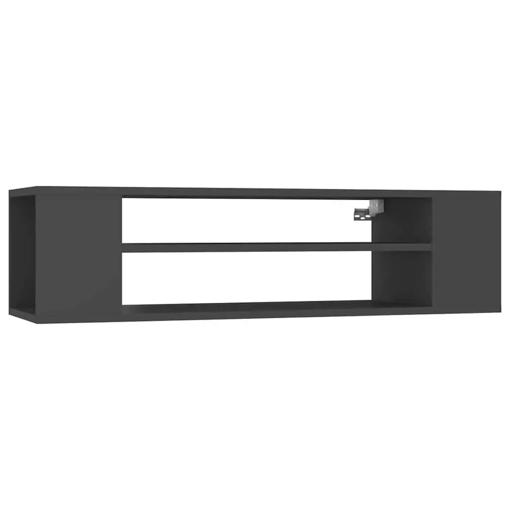 Grey Wall-Mounted TV Cabinet with Open Compartments