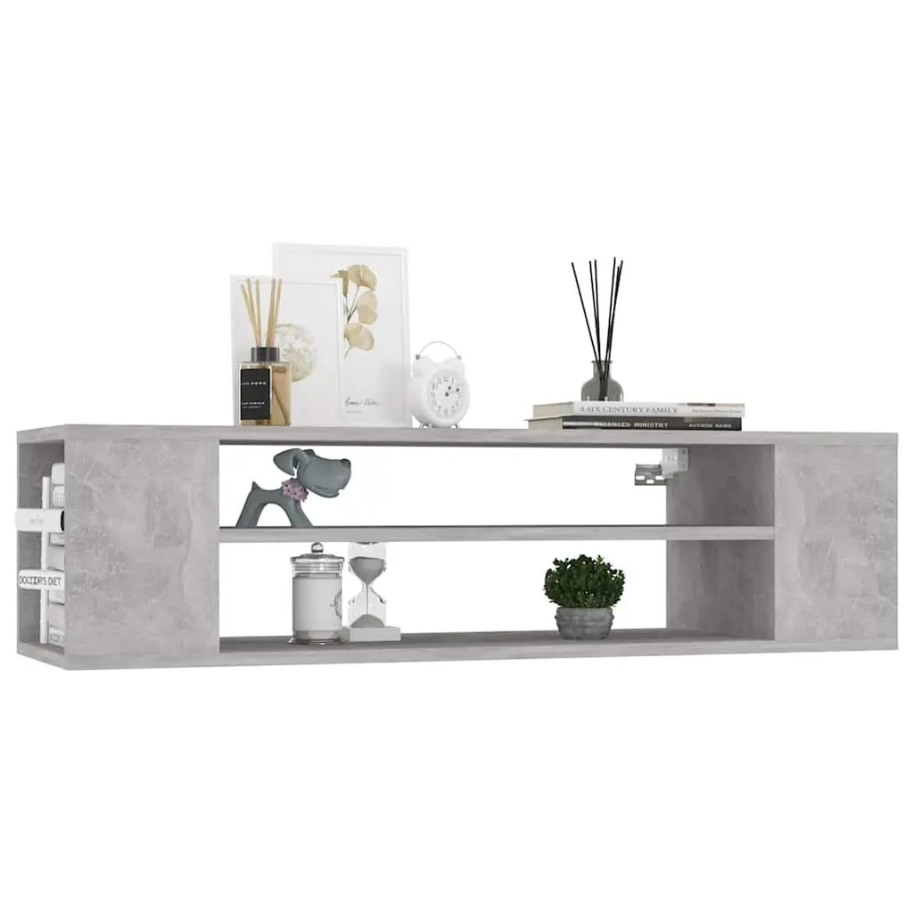 Grey Wall-Mounted TV Cabinet with Open Storage