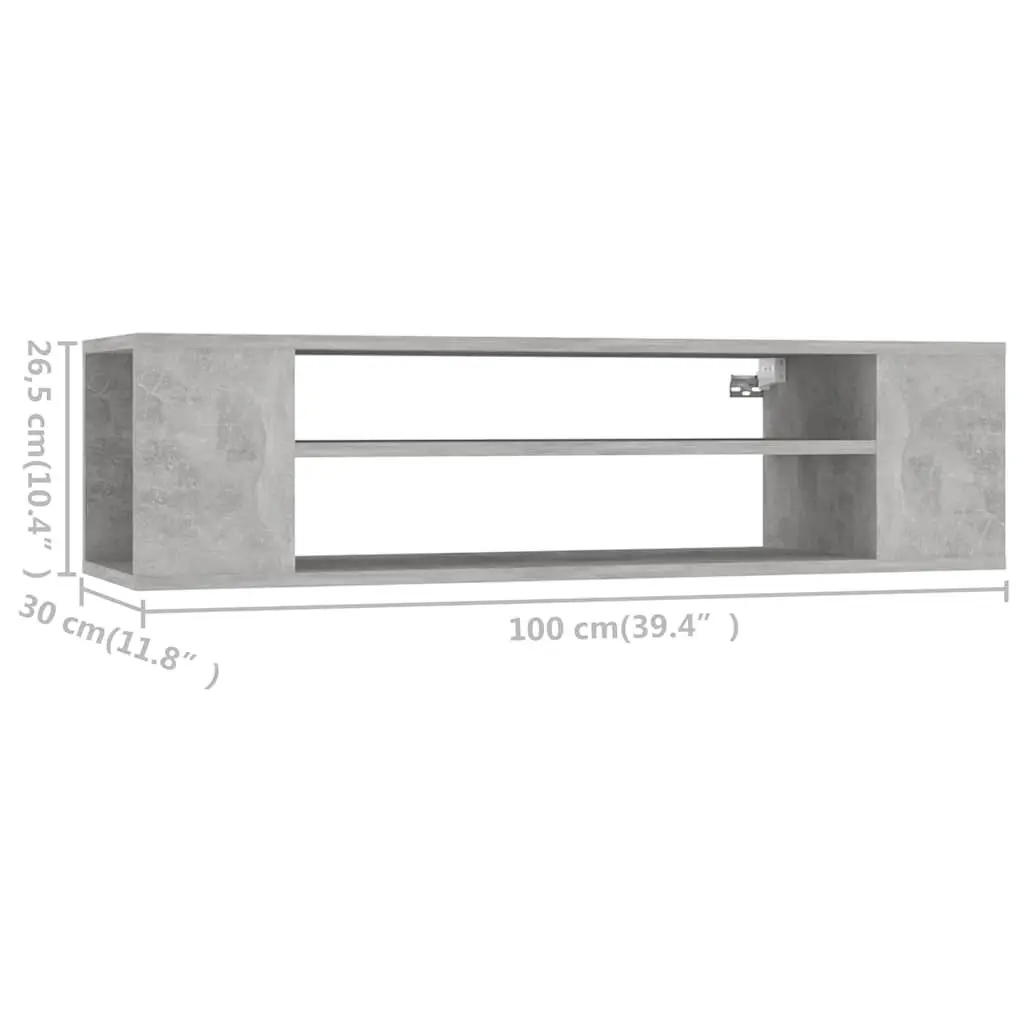 Grey Wall-Mounted TV Cabinet with Open Storage