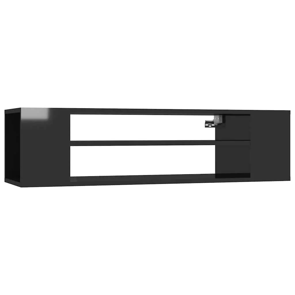 High Gloss Black Wall-Mounted TV Cabinet for Living Rooms