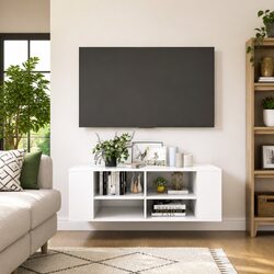 Sturdy Wall-Mounted TV Cabinet with Adjustable Shelves