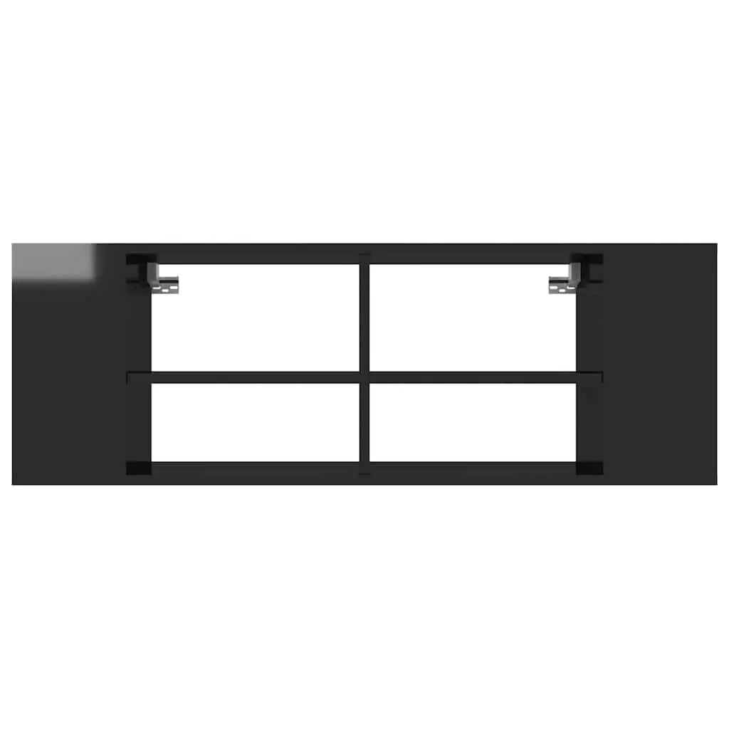 High Gloss Black Wall-Mounted TV Cabinet Storage Unit