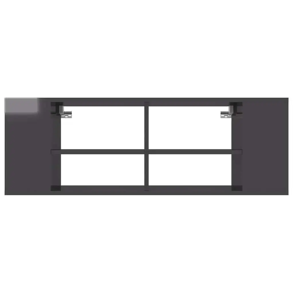 High Gloss Grey Wall-Mounted TV Cabinet with Adjustable Shelves