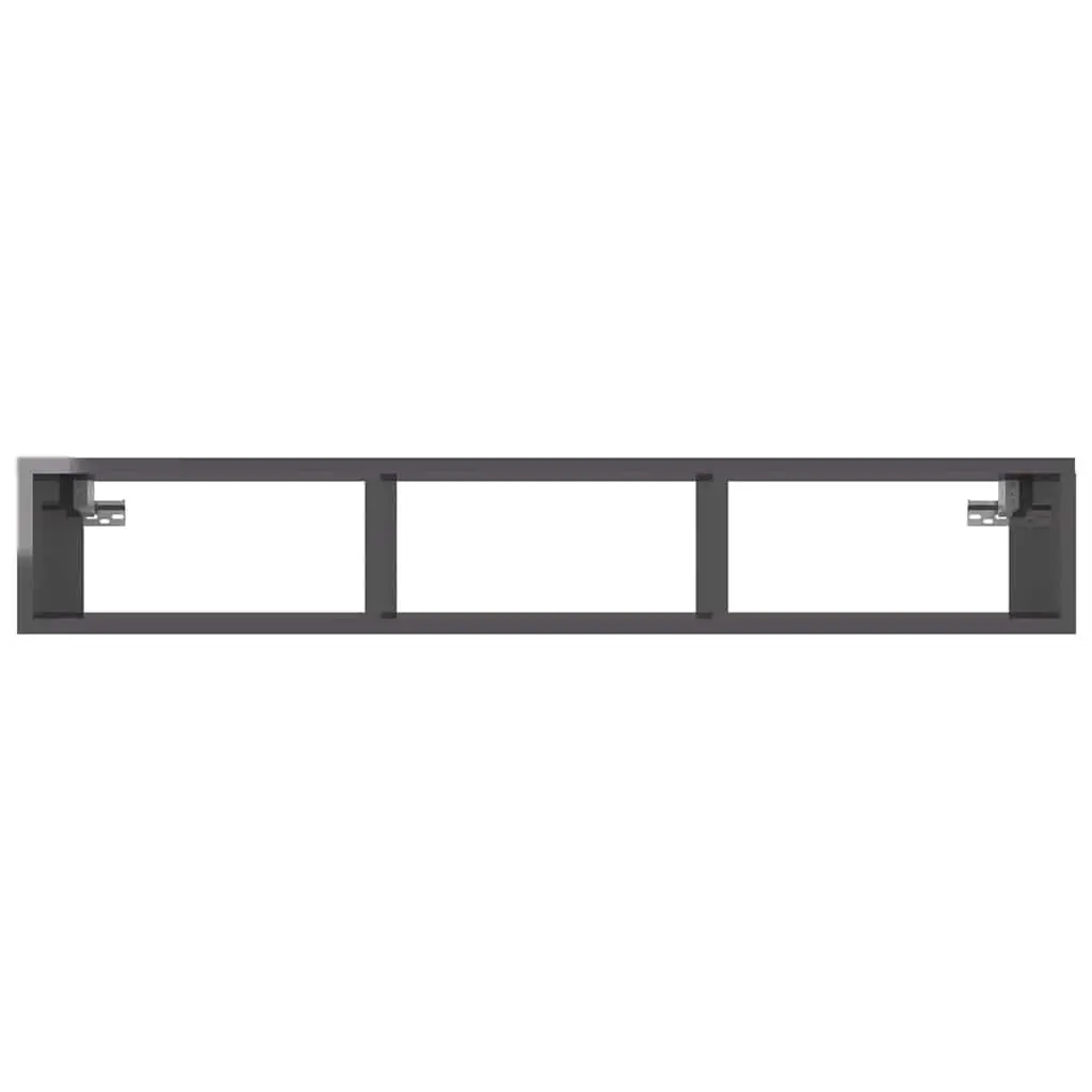 Grey High Gloss Wall Shelf with 3 Compartments