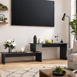 Industrial Style Grey Engineered Wood TV Cabinet