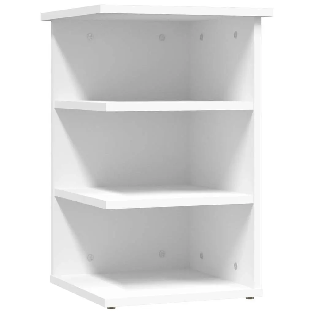 Engineered Wood White Side Cabinet with 3 Shelves