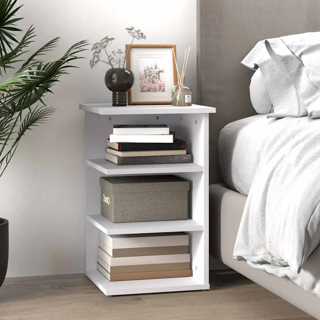 Engineered Wood White Side Cabinet with 3 Shelves