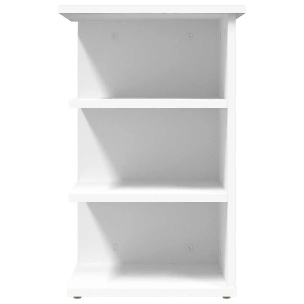 Engineered Wood White Side Cabinet with 3 Shelves