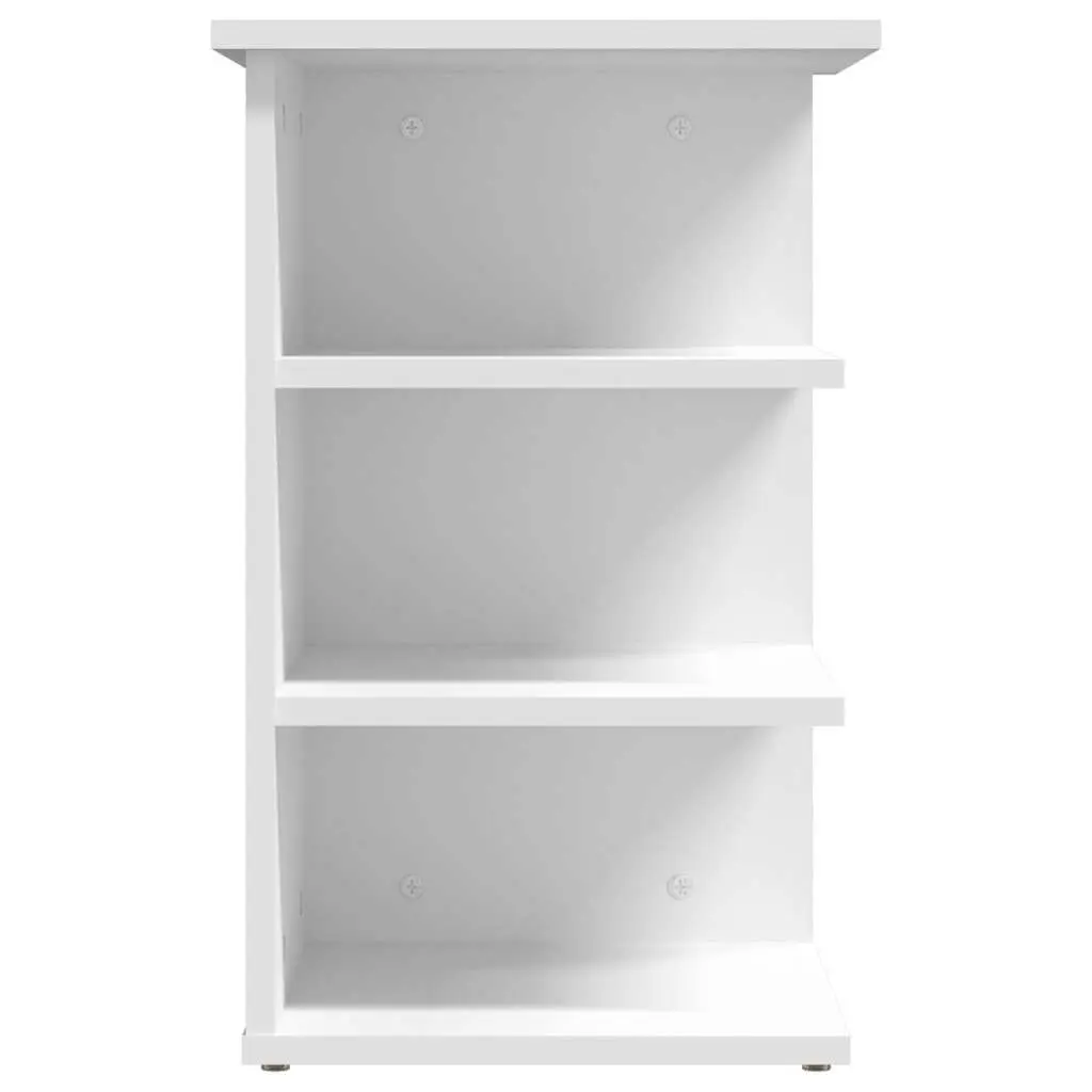 Engineered Wood White Side Cabinet with 3 Shelves