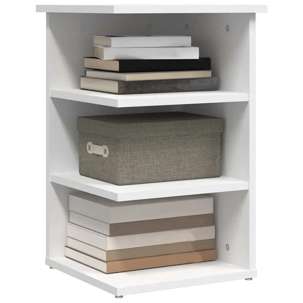 Engineered Wood White Side Cabinet with 3 Shelves